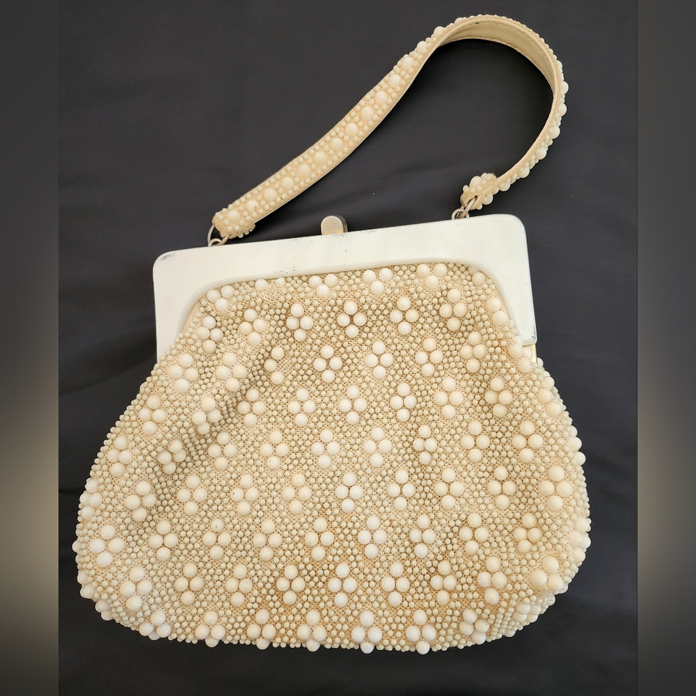 Vintage Cream Beaded Bag
